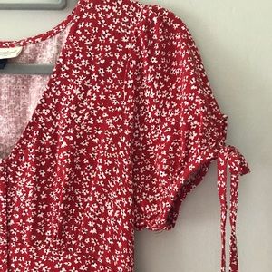 Red Floral Midi Dress